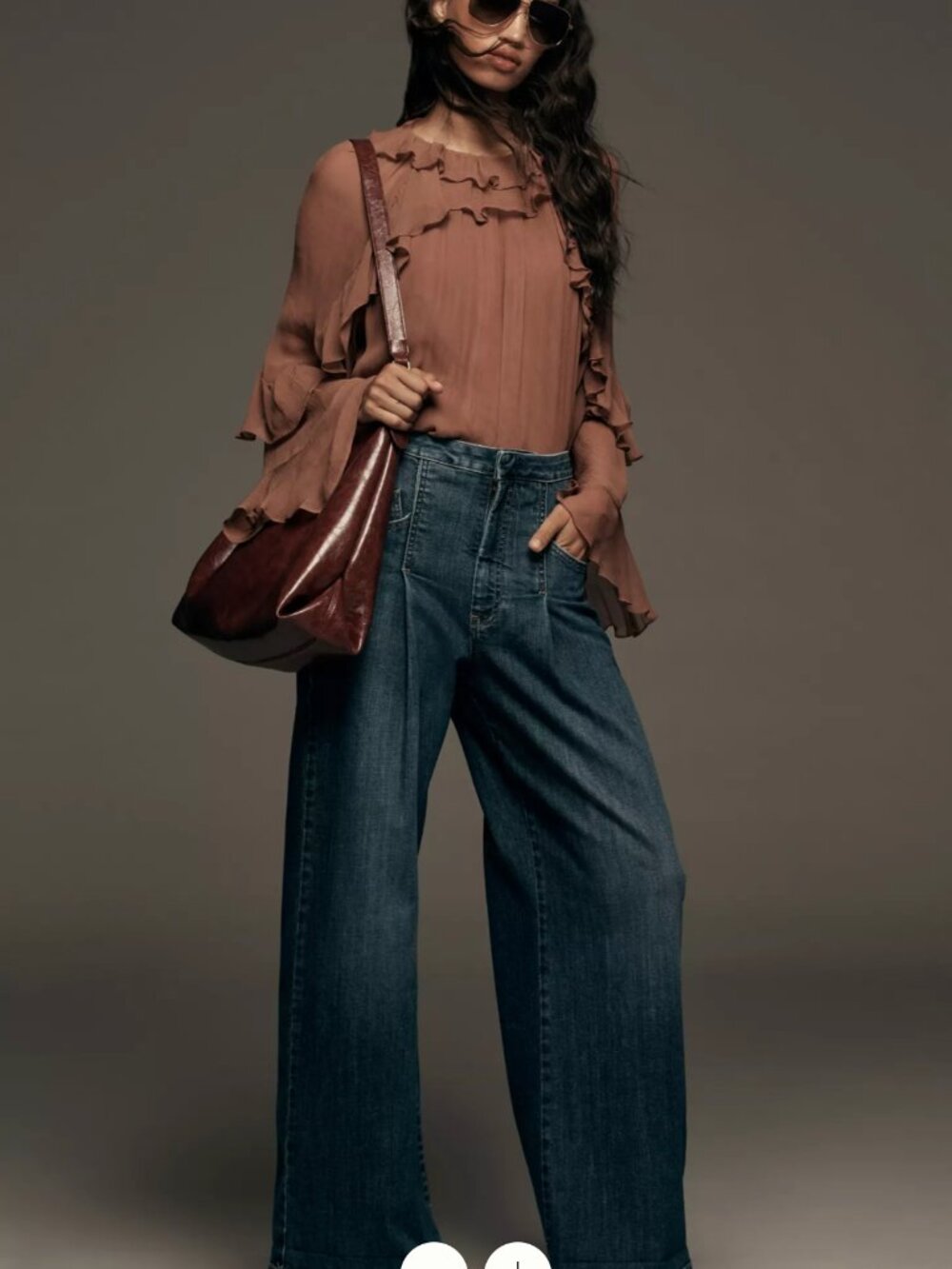 Pilcro Emory Pleated Jeans High Rise Wide Leg - size 30 - Picture 10 of 12